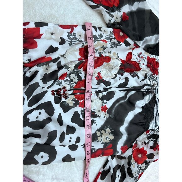 White House Black Market Floral & Animal Print Off-Shoulder Top women size small - Picture 3 of 6